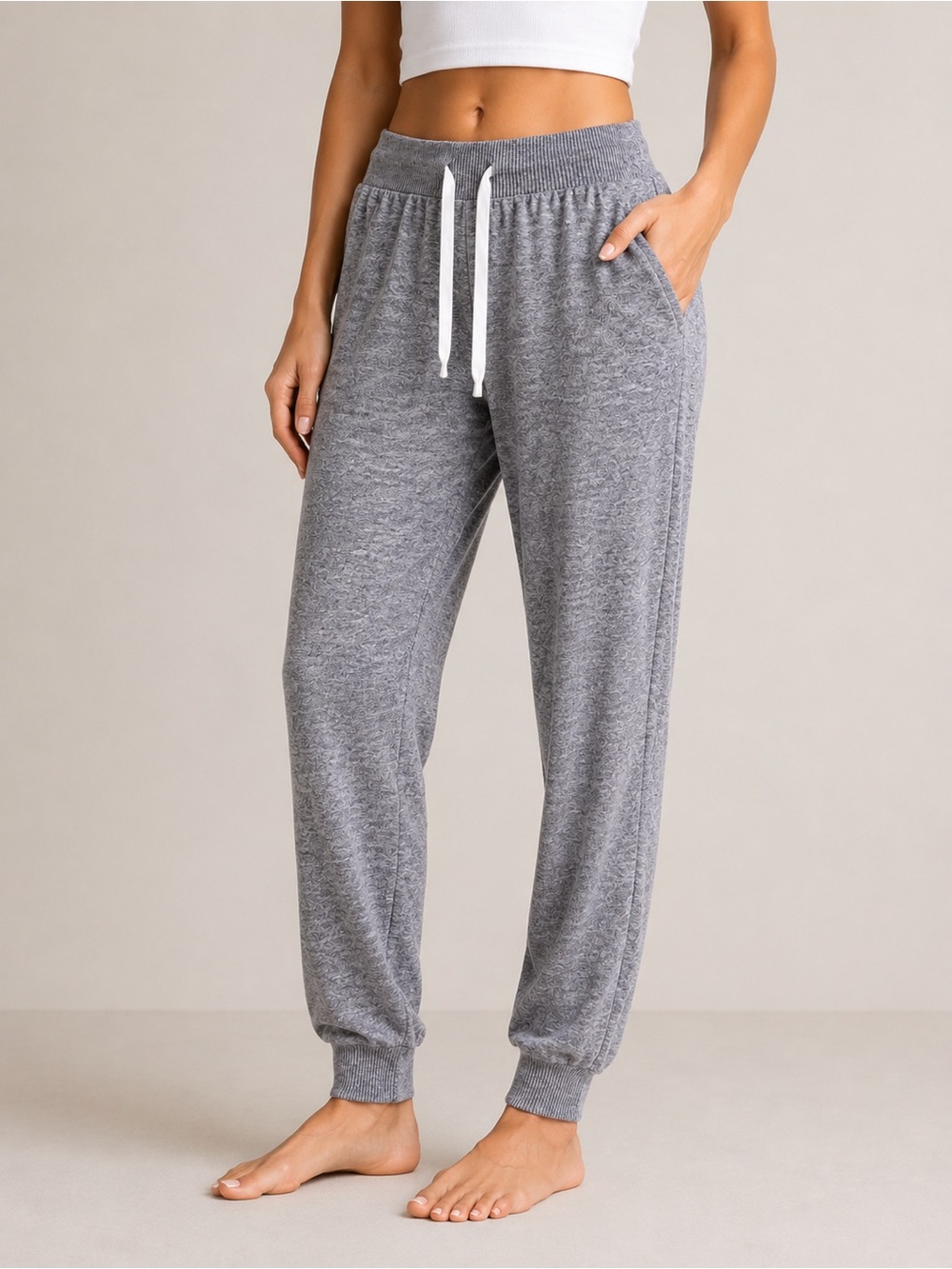 Garage Cozy Stretch Jogger Sweatpants Lounge Athleisure Grey Small
